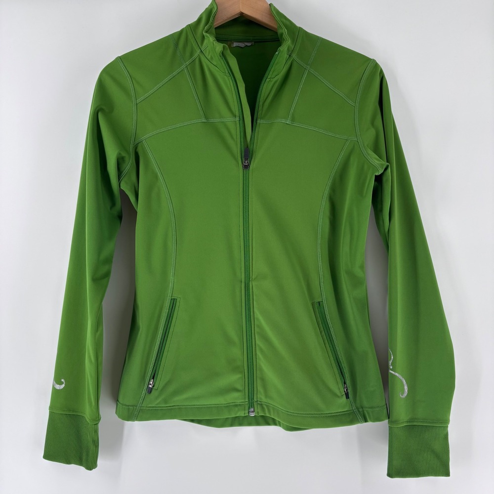 Athleta‎ Full Zip Jacket Womens M Green Reflective 739788 Activewear Athleisure